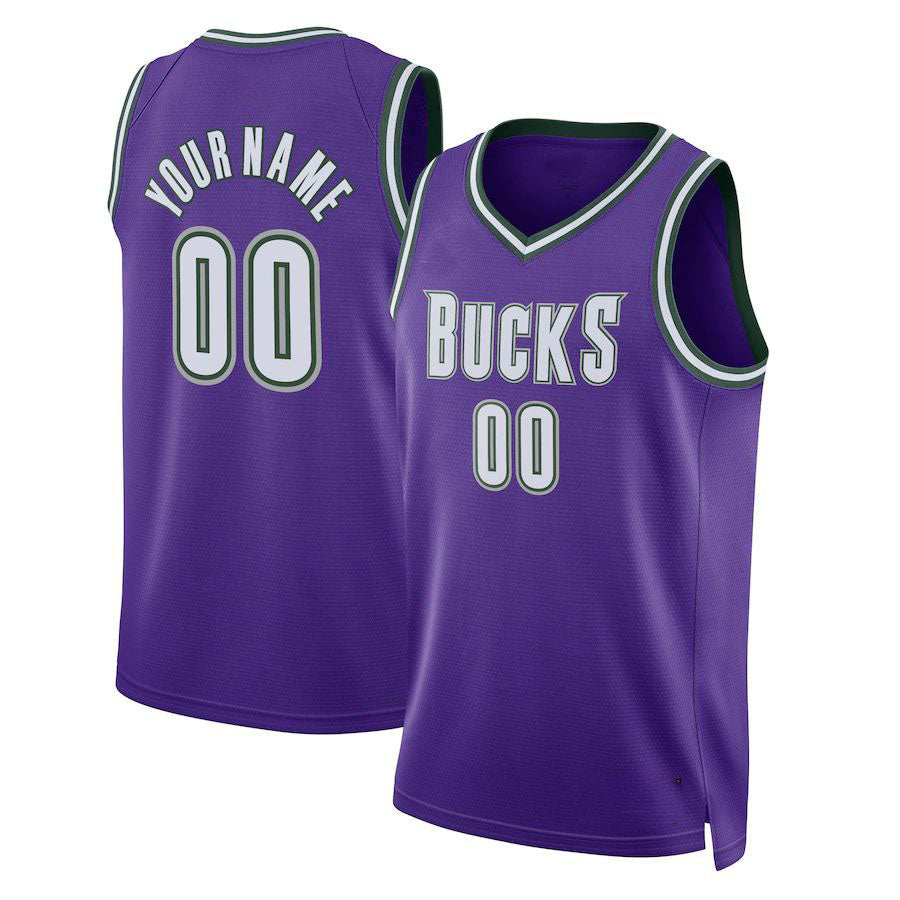 Custom M.Bucks Unisex 2022-23 Custom Swingman Jersey Classic Edition Purple Stitched Basketball Jersey - Main View