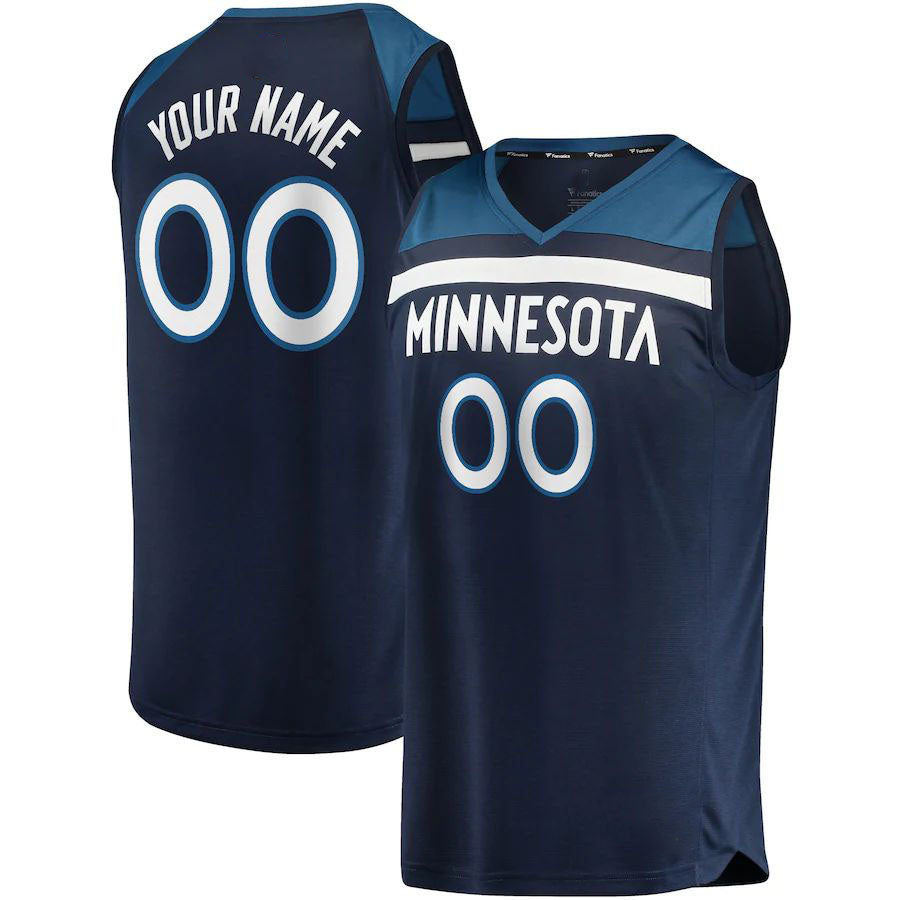 Custom M.Timberwolves Fanatics Branded Fast Break Replica Jersey Navy Icon Edition Stitched Basketball Jersey - Main View
