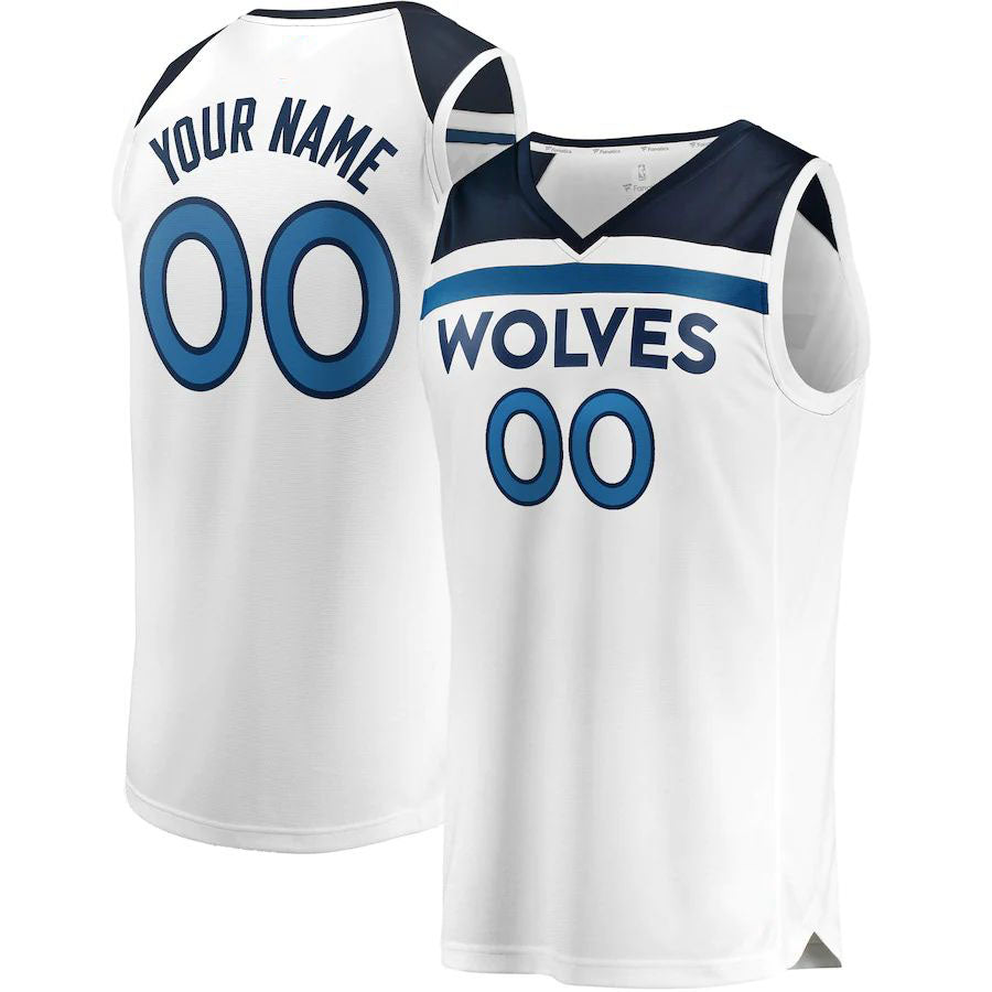 Custom M.Timberwolves Fanatics Branded Fast Break Replica Jersey White Association Edition Stitched Basketball Jersey - Main View