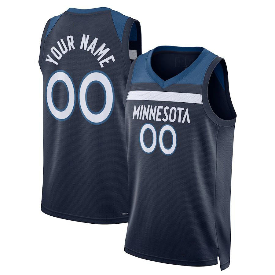 Custom M.Timberwolves 2021-22 Diamond Swingman Jersey Icon Edition Navy Stitched Basketball Jersey - Main View