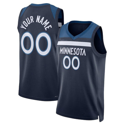 Custom M.Timberwolves 2021-22 Diamond Swingman Jersey Icon Edition Navy Stitched Basketball Jersey - Main View