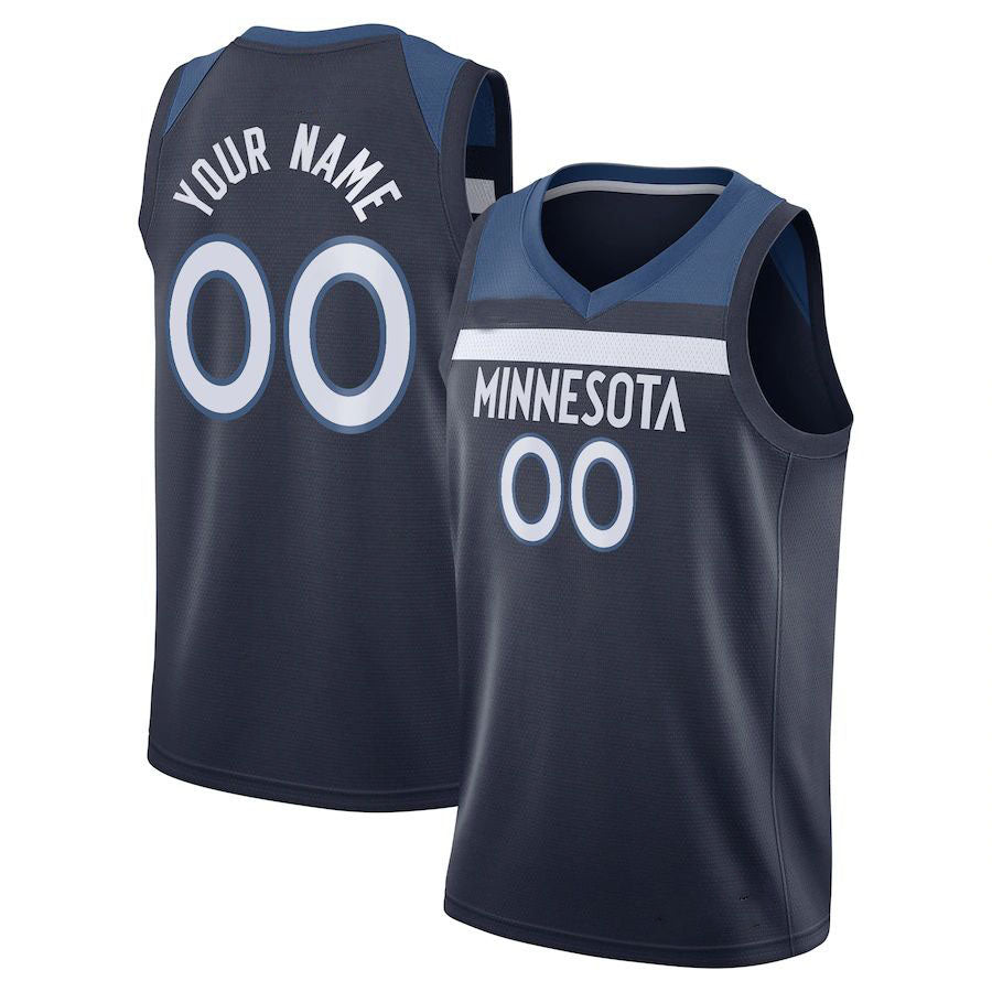 Custom M.Timberwolves Swingman  Jersey Icon Edition Navy Stitched Basketball Jersey - Main View