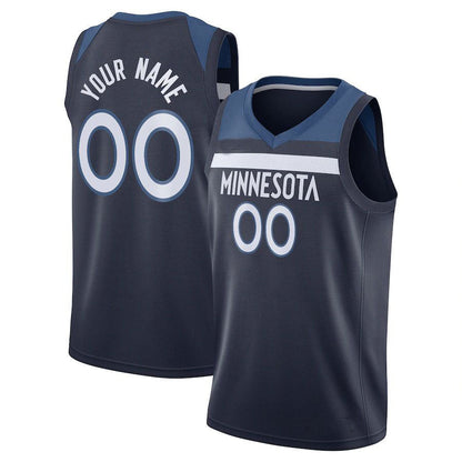 Custom M.Timberwolves Swingman  Jersey Icon Edition Navy Stitched Basketball Jersey - Main View