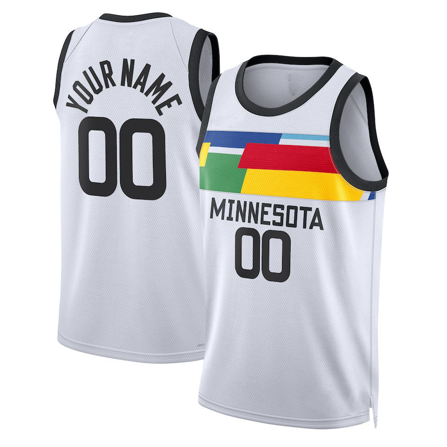 Custom M.Timberwolves Unisex 2022-23 Swingman Jersey City Edition White Stitched Basketball Jersey - Main View