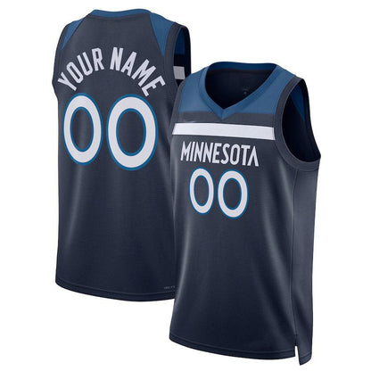 Custom M.Timberwolves Unisex 2022-23 Swingman Jersey Icon Edition Navy Stitched Basketball Jersey - Main View