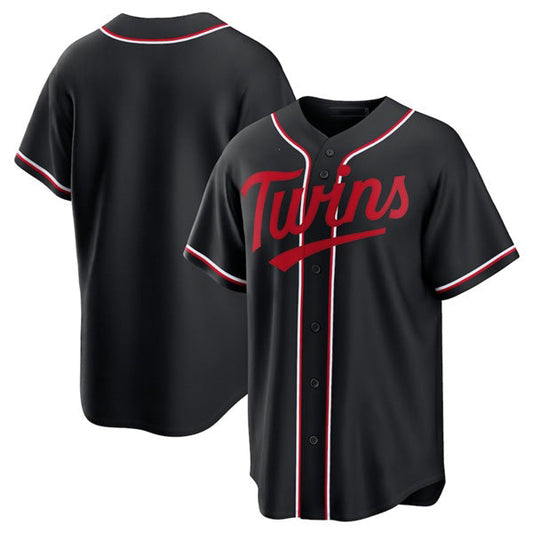 Minnesota Twins Blank Black Out Stitched Baseball Jersey - Main View