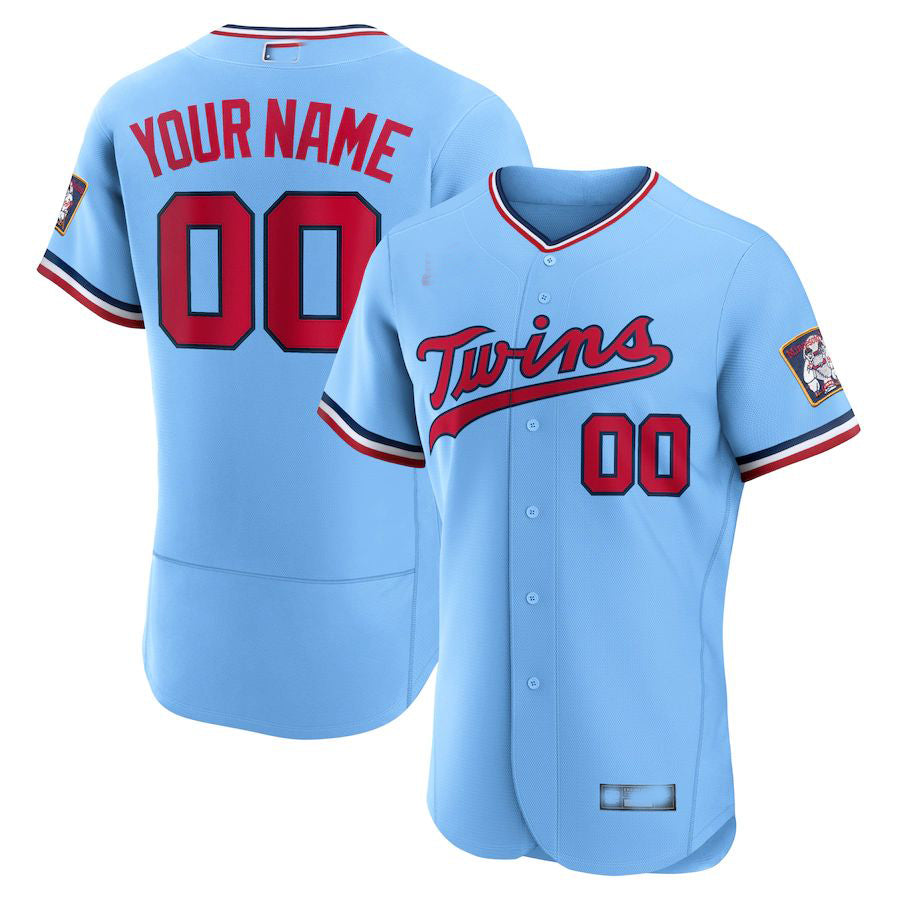 Baseball Jerseys Custom Minnesota Twins Powder Blue Alternate Authentic Custom Patch Jersey - Main View