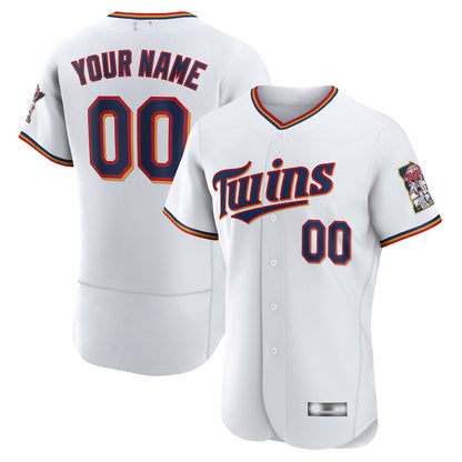 Baseball Jerseys Custom Minnesota Twins White Home Authentic Custom Patch Jersey - Main View