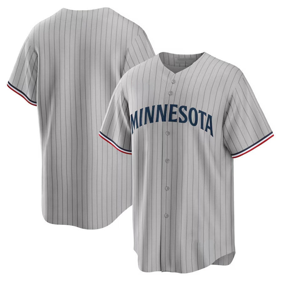 Minnesota Twins Road Replica Team Jersey - Gray Stitched Baseball Jersey - Main View
