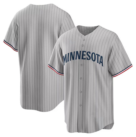 Minnesota Twins Road Replica Team Jersey - Gray Stitched Baseball Jersey - Main View