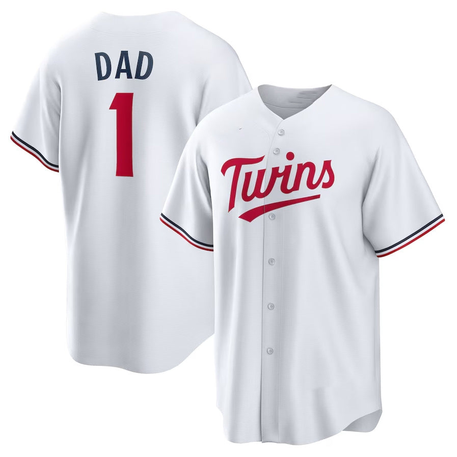 Minnesota Twins #1 Dad Home Replica Jersey - White Stitched Baseball Jersey - Main View