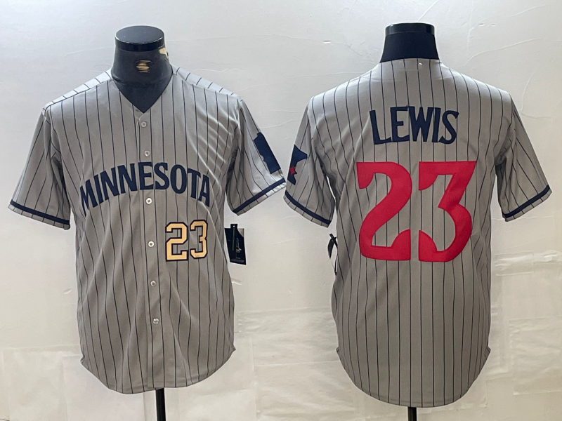 Minnesota Twins #23 Royce Lewis Number 2023 Grey Home Team Cool Base Stitched  Baseball Jersey - Main View
