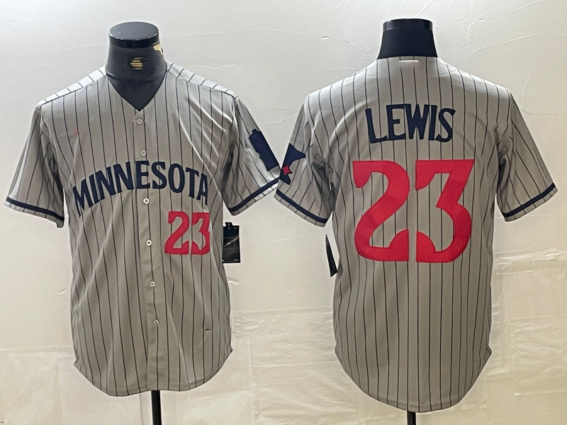 Minnesota Twins #23 Royce Lewis Number 2023 Grey Home Team Cool Base Stitched  Baseball Jersey - Main View