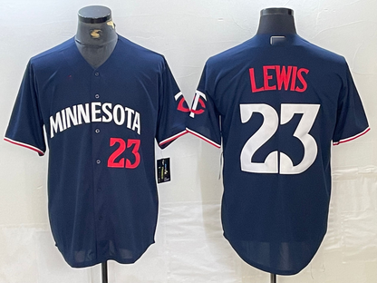Minnesota Twins #23 Royce Lewis Number 2023 Navy Blue Cool Base Stitched  Baseball Jersey - Main View