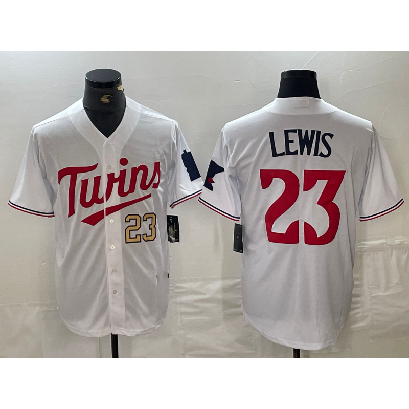 Minnesota Twins #23 Royce Lewis Number White Stitched Cool Base Baseball Jerseys - Main View