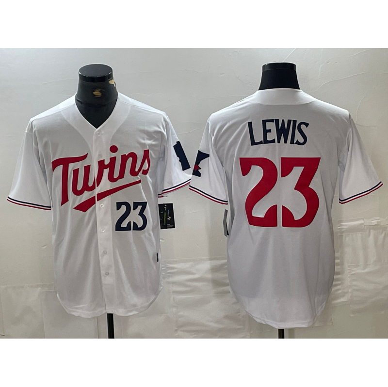 Minnesota Twins #23 Royce Lewis Number White Stitched Cool Base Baseball Jerseys - Main View