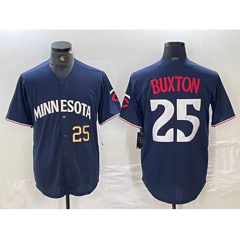 Minnesota Twins #25 Byron Buxton Number 2023 Navy Blue Cool Base Stitched  Baseball Jerseys - Main View