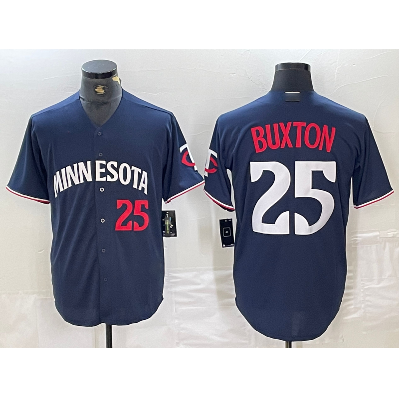 Minnesota Twins #25 Byron Buxton Number 2023 Navy Blue Cool Base Stitched Baseball Jerseys - Main View