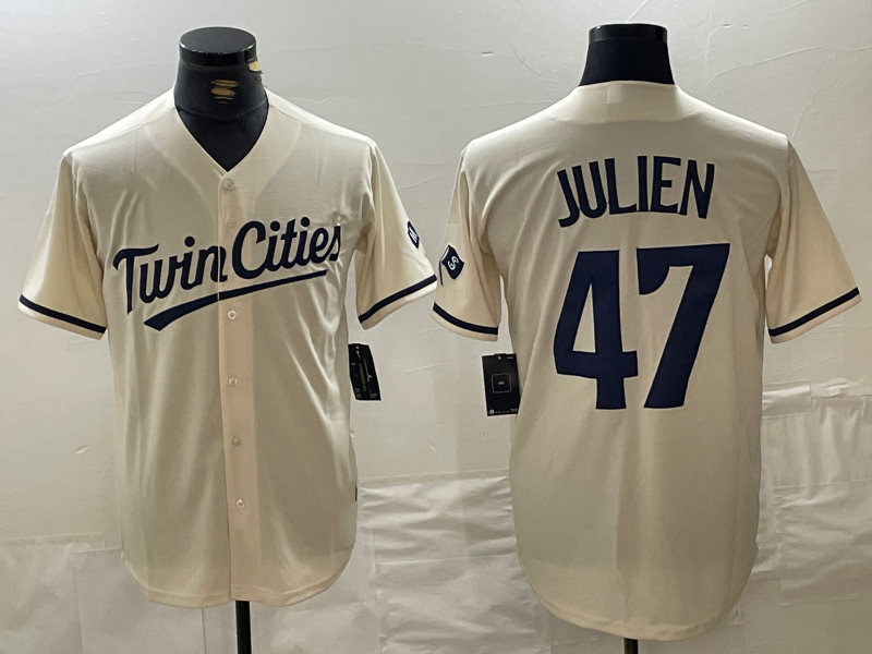 Minnesota Twins #47 Edouard Julien Cream Cool Base Stitched Baseball Jersey - Main View