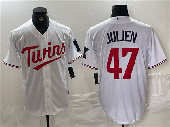 Minnesota Twins #47 Edouard Julien White Cool Base Stitched Baseball Jersey - Main View