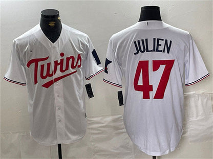 Minnesota Twins #47 Edouard Julien White Cool Base Stitched Baseball Jersey - Main View