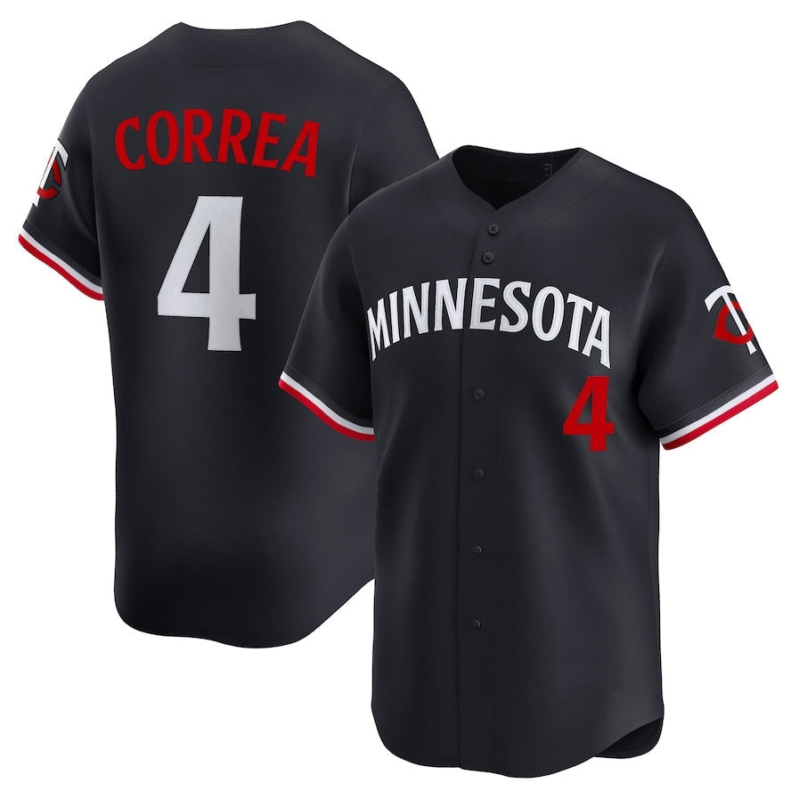 Minnesota Twins #4 Carlos Correa Alternate Limited Jersey - Navy Stitched Baseball Jersey - Main View