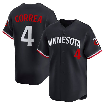 Minnesota Twins #4 Carlos Correa Alternate Limited Jersey - Navy Stitched Baseball Jersey - Main View