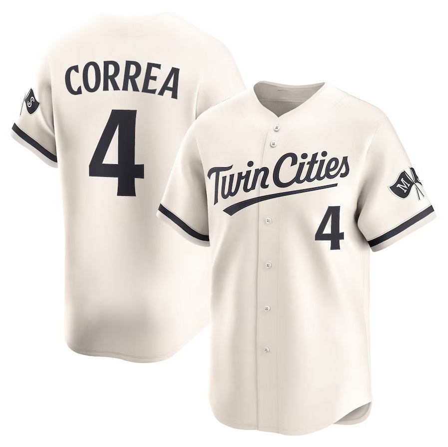 Minnesota Twins #4 Carlos Correa Alternate Limited Player Jersey - Cream Stitched Baseball Jersey - Main View