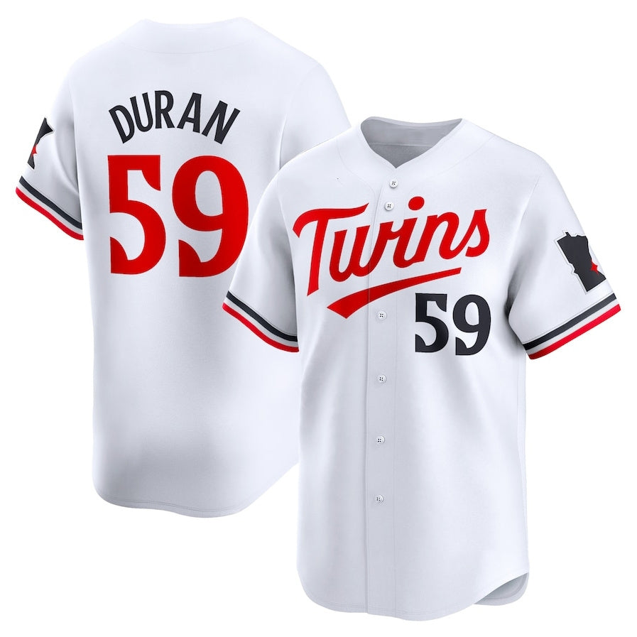 Minnesota Twins #59 Jhoan Duran Home Limited Player Jersey - White Stitched Baseball Jersey - Main View