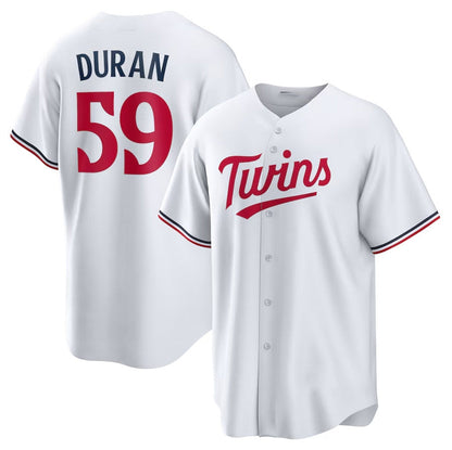 Minnesota Twins #59 Jhoan Duran Home Replica Jersey - White Stitched Baseball Jersey - Main View