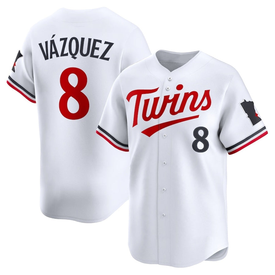 Minnesota Twins #8 Christian Vázquez Home Limited Jersey - White Stitched Baseball Jersey - Main View