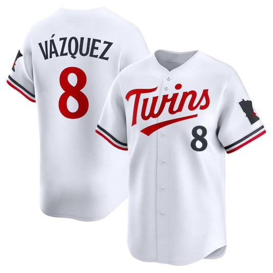 Minnesota Twins #8 Christian Vázquez Home Limited Jersey - White Stitched Baseball Jersey - Main View