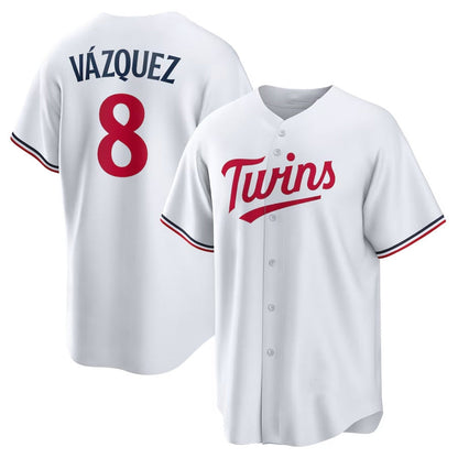Minnesota Twins #8 Christian Vazquez Home Replica Jersey - White Stitched Baseball Jersey - Main View