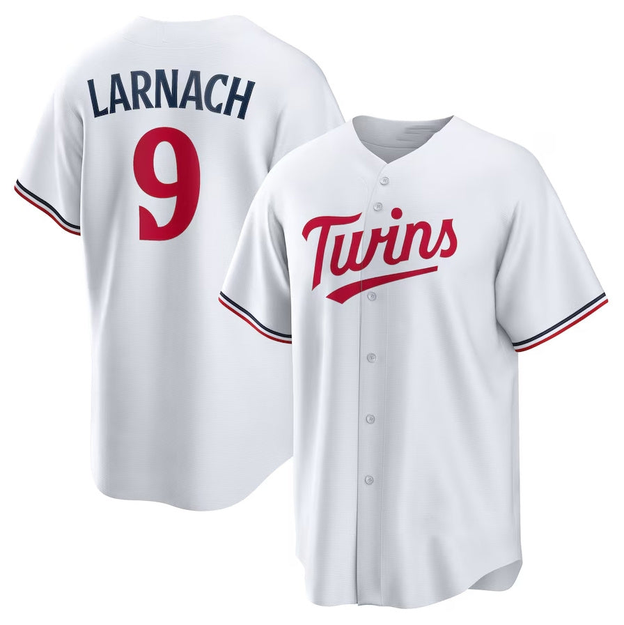 Minnesota Twins #9 Trevor Larnach Home Replica Jersey - White Stitched Baseball Jersey - Main View