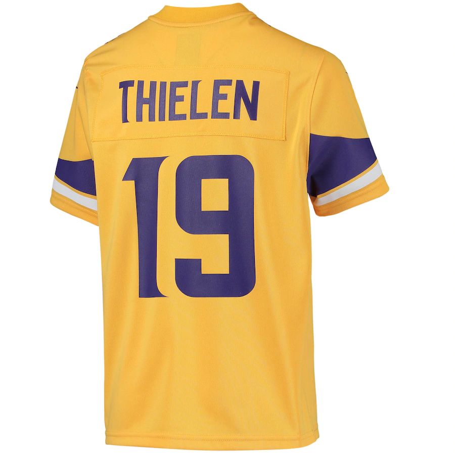 MN.Vikings #19 Adam Thielen Gold Inverted Team Game Jersey Stitched American Football Jerseys - Main View