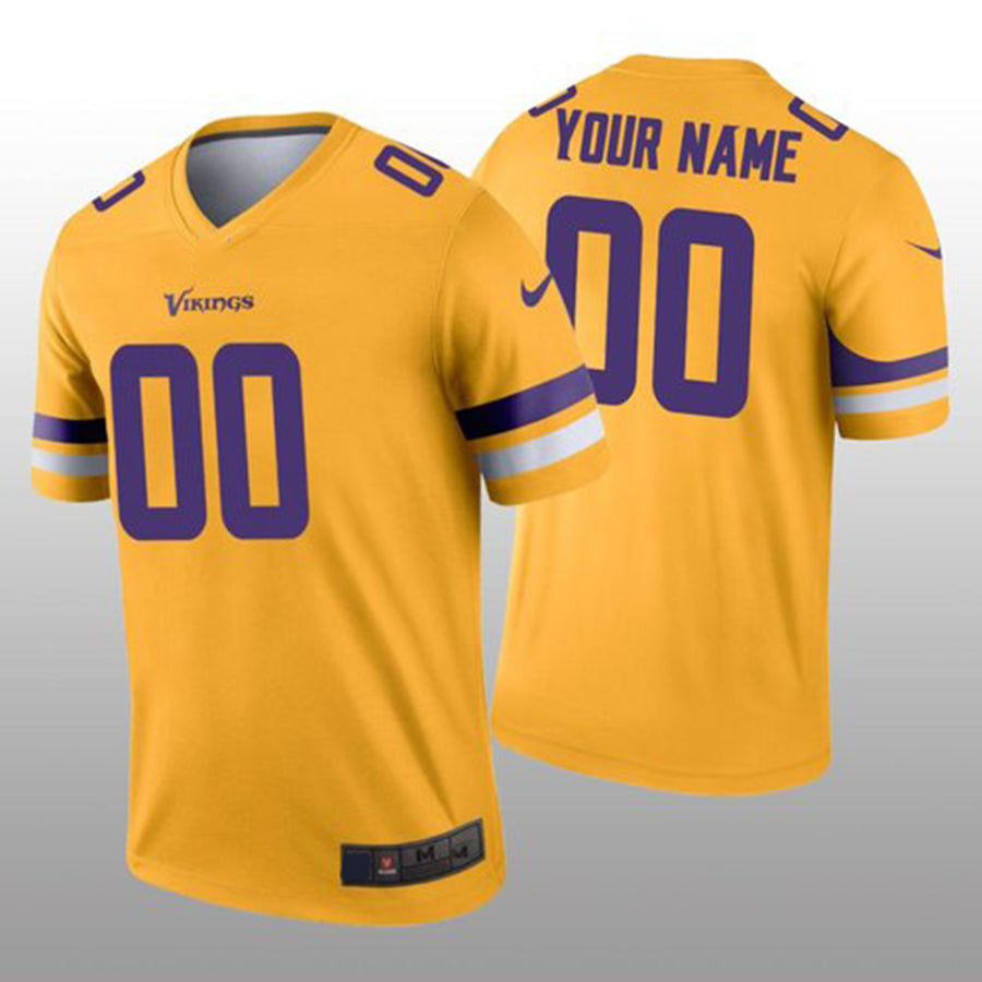 Custom MN.Vikings Gold Inverted Legend Jersey Stitched Jerseys Football Jerseys - Main View
