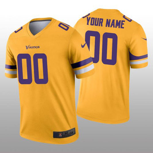 Custom MN.Vikings Gold Inverted Legend Jersey Stitched Jerseys Football Jerseys - Main View