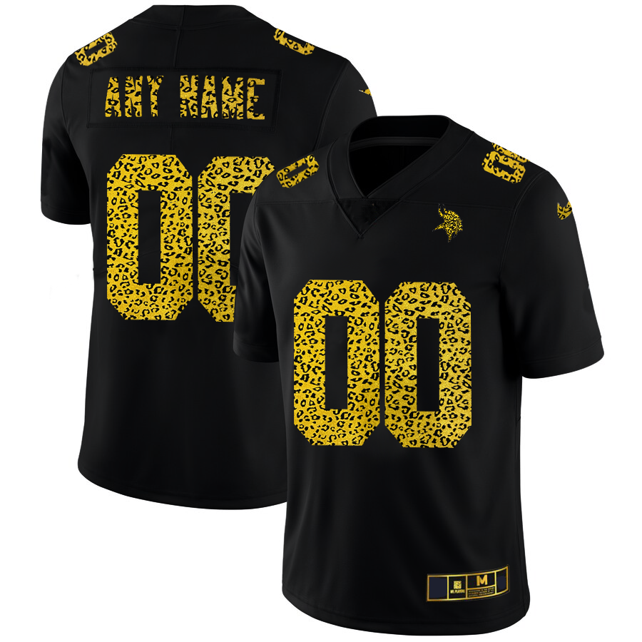 Custom MN.Vikings Leopard Print Fashion Vapor Limited Jersey Black Stitched Jerseys Football Jerseys - Main View