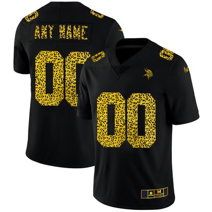 Custom MN.Vikings Leopard Print Fashion Vapor Limited Jersey Black Stitched Jerseys Football Jerseys - Main View