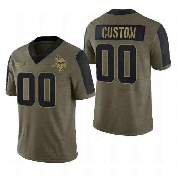 Custom MN.Vikings Olive 2021 Salute To Service Limited Football Jerseys - Main View