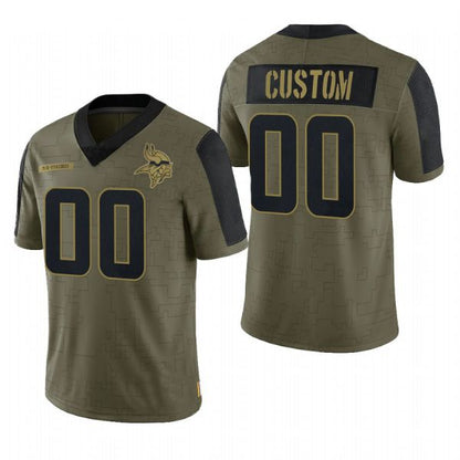 Custom MN.Vikings Olive 2021 Salute To Service Limited Football Jerseys - Main View
