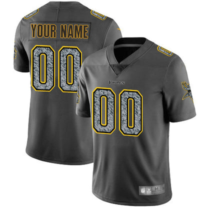 Custom MN.Vikings Gray Static Vapor Untouchable Limited Jersey Stitched Jerseys Football Jerseys - Main View