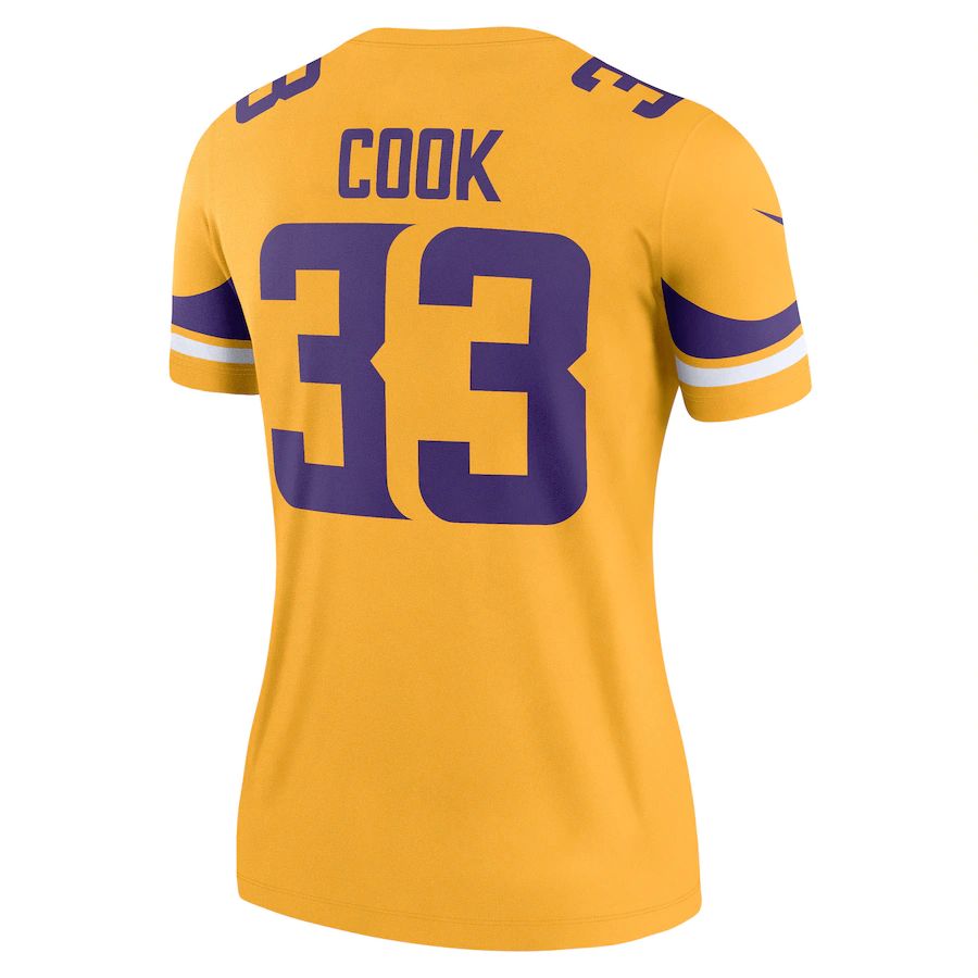 MN.Vikings #33 Dalvin Cook Gold Inverted Legend Jersey Stitched American Football Jerseys - Main View