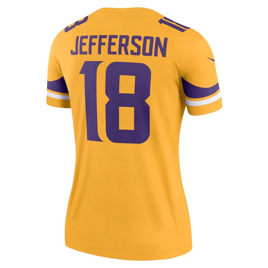 MN.Vikings #18 Justin Jefferson Gold Inverted Legend Jersey Stitched American Football Jerseys - Main View