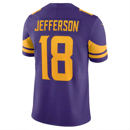 MN.Vikings #18 Justin Jefferson Purple Alternate Vapor Limited Jersey Stitched American Football Jerseys - Main View