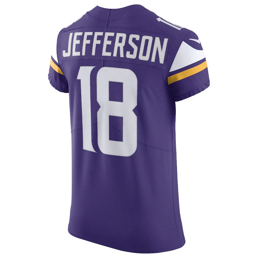 MN.Vikings #18 Justin Jefferson Purple Vapor Elite Jersey Stitched American Football Jerseys - Main View