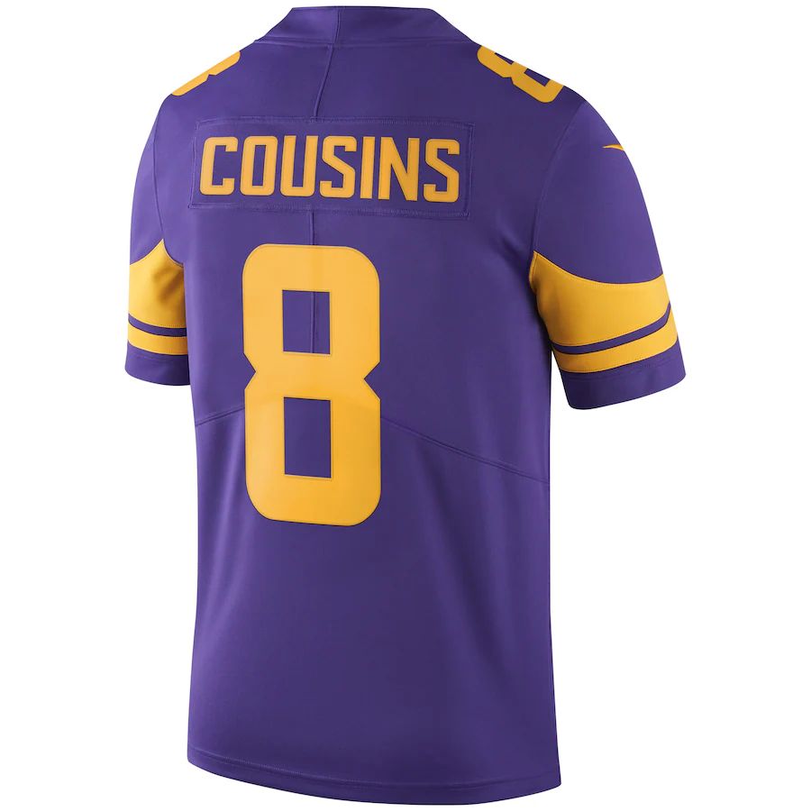 MN.Vikings #8 Kirk Cousins Purple Color Rush Vapor Untouchable Limited Jersey Stitched American Football Jerseys - Main View