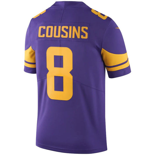 MN.Vikings #8 Kirk Cousins Purple Color Rush Vapor Untouchable Limited Jersey Stitched American Football Jerseys - Main View