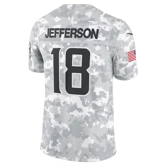 MN.Vikings #18 Justin Jefferson Arctic Camo 2024 Salute to Service Limited Stitched American Football Jerseys - Main View