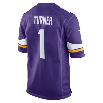 MN.Vikings #1 Dallas Turner 2024 Draft First Round Pick Player Game Jersey - Purple American Football Jerseys - Main View